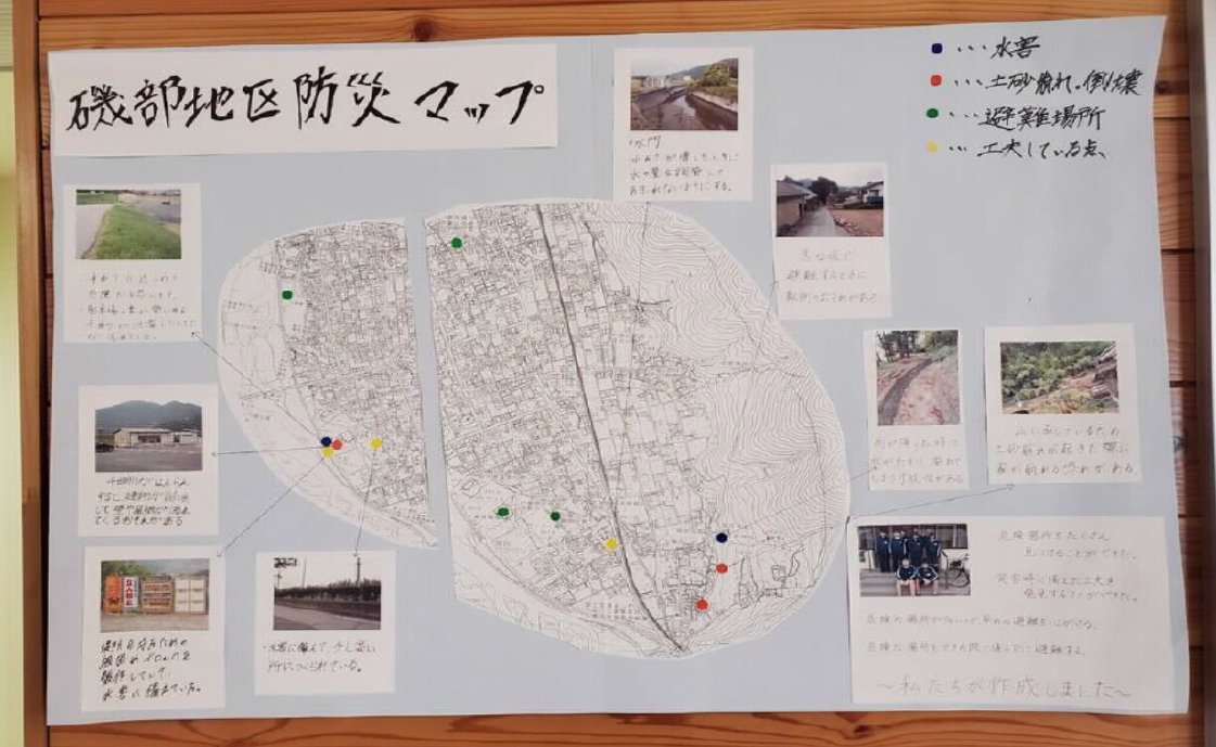 戸倉上山田中学校３年生　地元の防災マップを作成